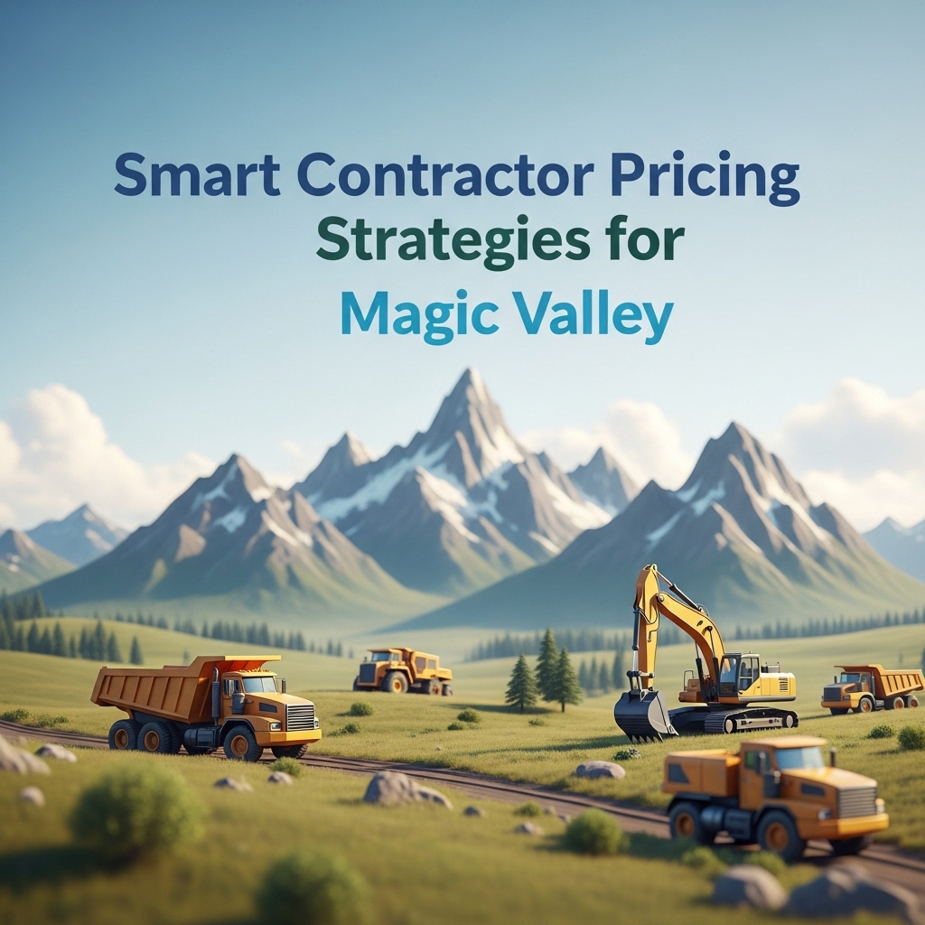 Modern illustration of a contractor using AI tools for cost tracking and job estimating in Magic Valley, representing smart contractor pricing strategies.
