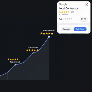 Visual graph illustrating how automated review systems help field service businesses scale to 500+ Reviews and dominate search result in Magic Valley